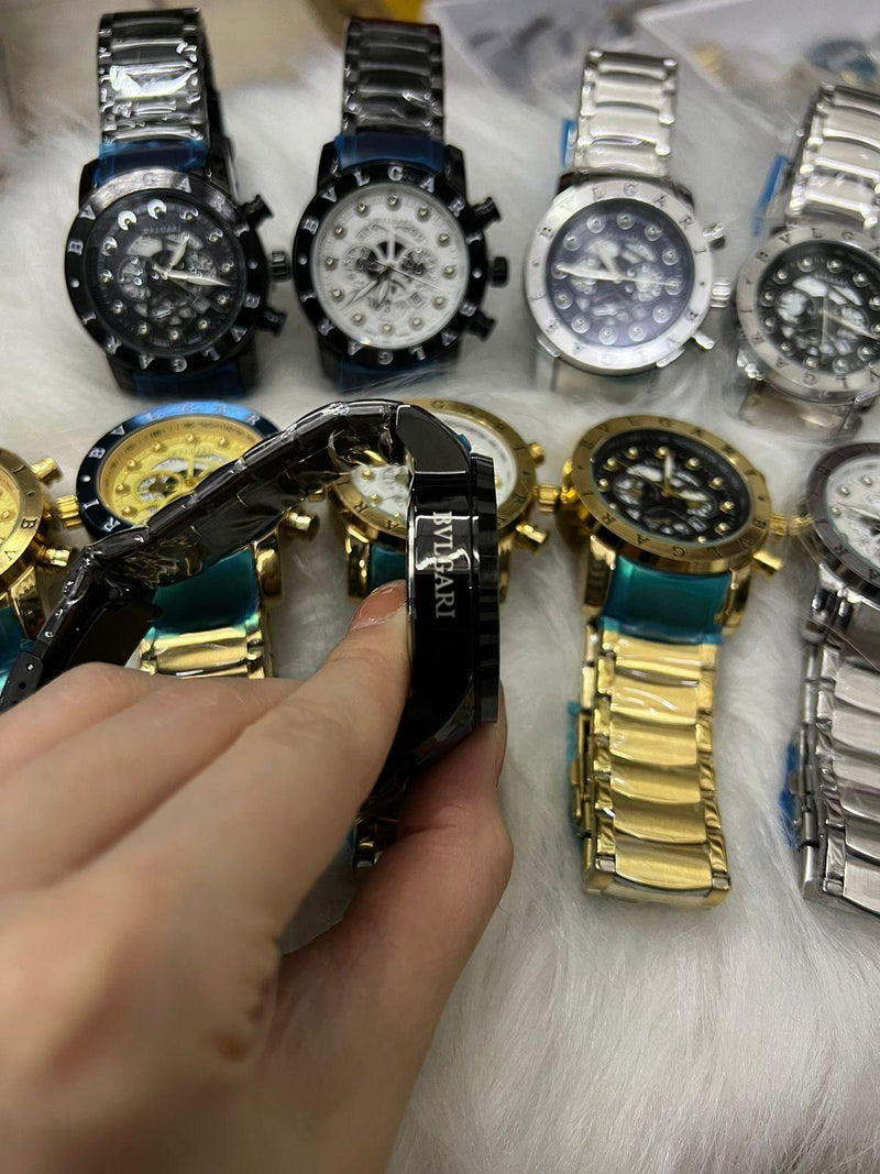 Relógio Masculino Bvgari Skeleton Funcional - Dia dia de Mulher